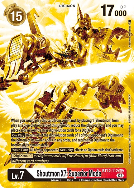 Shoutmon X7: Superior Mode [BT12-112] (Alternate Art - Gold) [Across Time] | Black Swamp Games