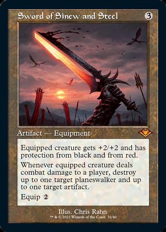 Sword of Sinew and Steel (Retro Foil Etched) [Modern Horizons] | Black Swamp Games