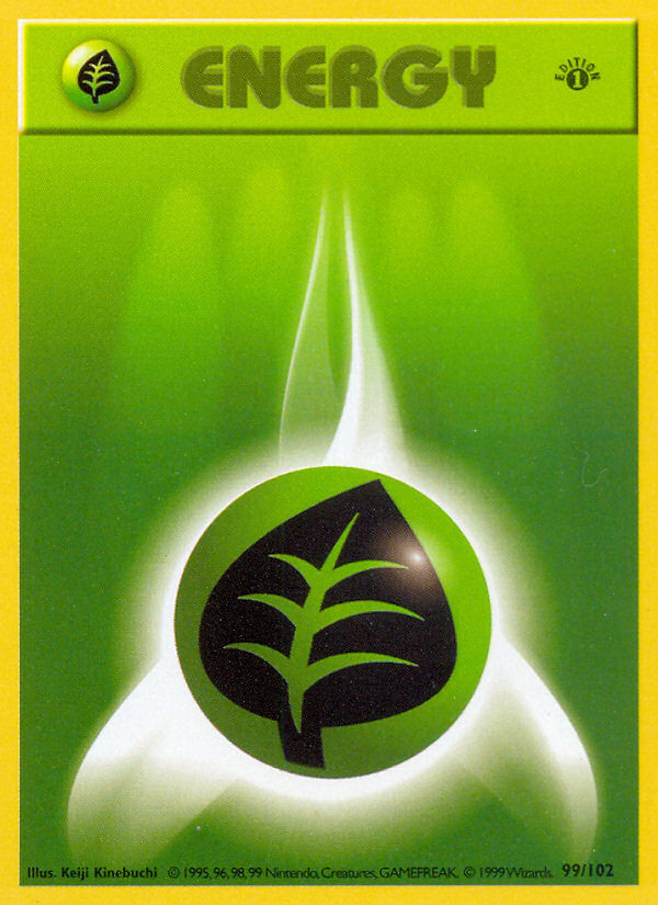 Grass Energy (99/102) (Shadowless) [Base Set 1st Edition] | Black Swamp Games
