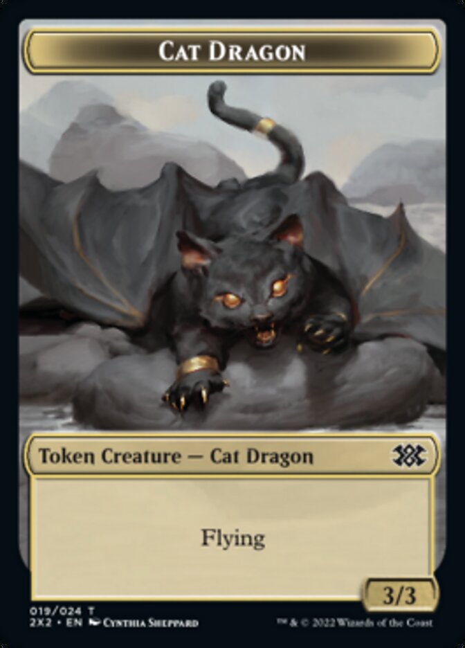 Cat Dragon // Soldier Double-Sided Token [Double Masters 2022 Tokens] | Black Swamp Games