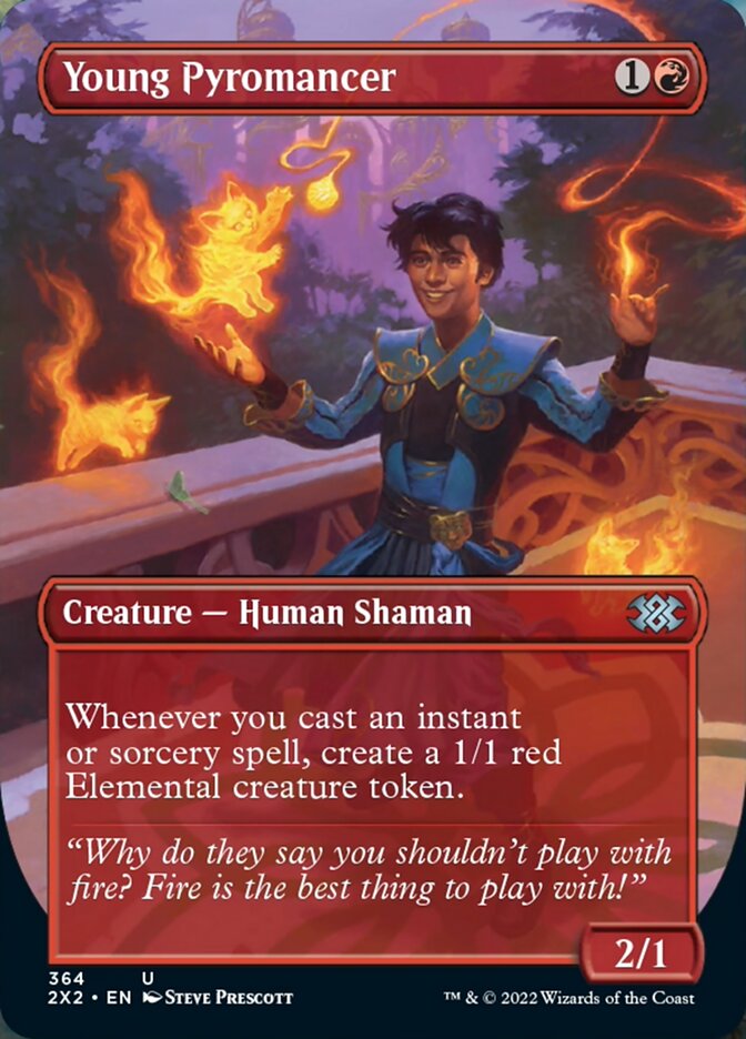 Young Pyromancer (Borderless Alternate Art) [Double Masters 2022] | Black Swamp Games