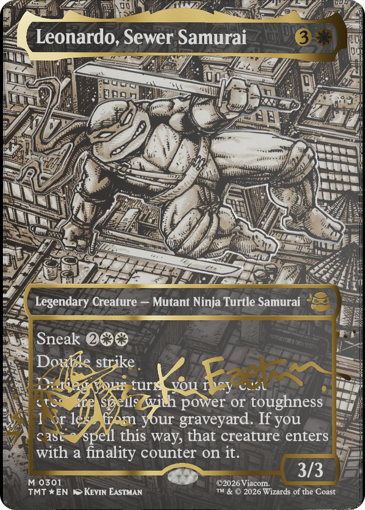Leonardo, Sewer Samurai (Borderless) (Gold-Stamped Signature) [Teenage Mutant Ninja Turtles] | Black Swamp Games