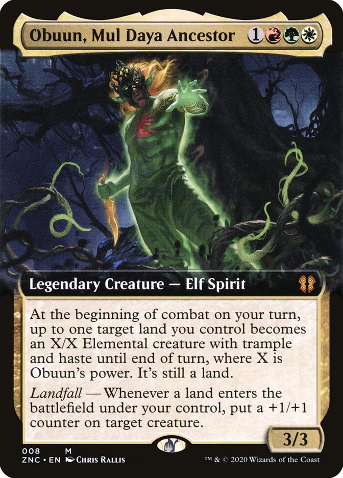 Obuun, Mul Daya Ancestor (Extended Art) [Zendikar Rising Commander] | Black Swamp Games