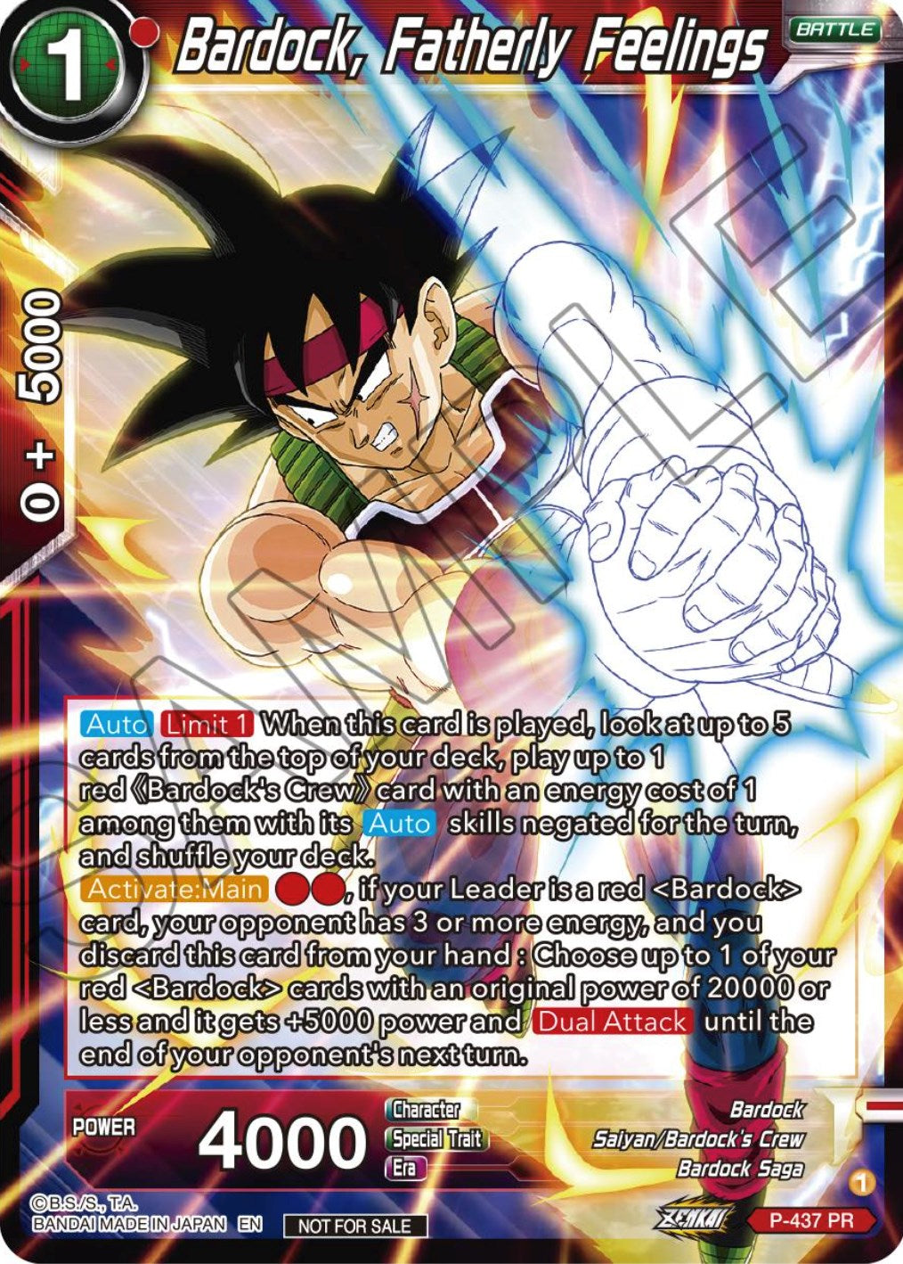 Bardock, Fatherly Feelings (Zenkai Series Tournament Pack Vol.2) (P-437) [Tournament Promotion Cards] | Black Swamp Games