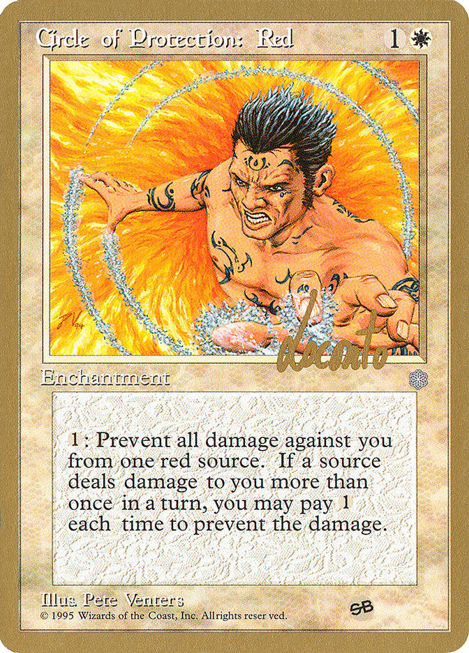 Circle of Protection: Red (Michael Loconto) (SB) (ICE) [Pro Tour Collector Set] | Black Swamp Games