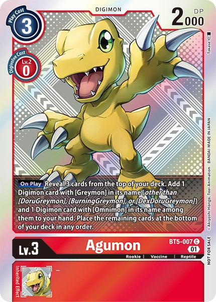 Agumon [BT5-007] (New Awakening Pre-Release Tournament Winner Card) [New Awakening Pre-Release Promos] | Black Swamp Games