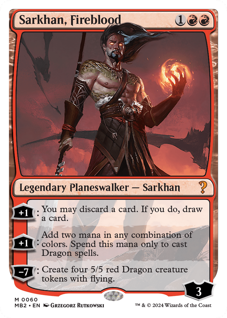 Sarkhan, Fireblood (White Border) [Mystery Booster 2] | Black Swamp Games