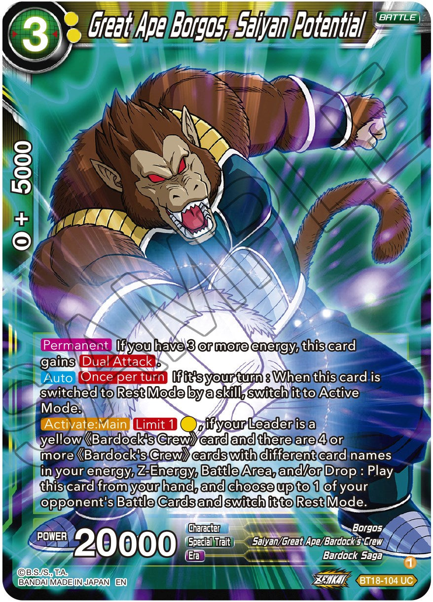 Great Ape Borgos, Saiyan Potential (BT18-104) [Dawn of the Z-Legends] | Black Swamp Games