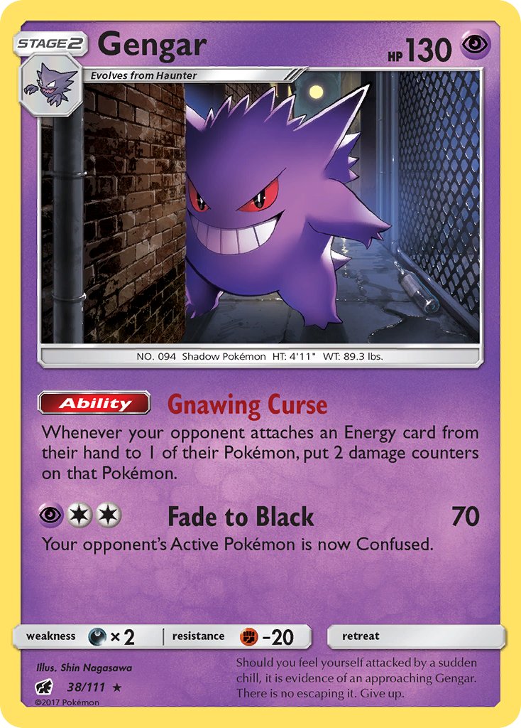 Gengar (38/111) (Prerelease Kit Exclusive) (Theme Deck Exclusive) [Sun & Moon: Crimson Invasion] | Black Swamp Games