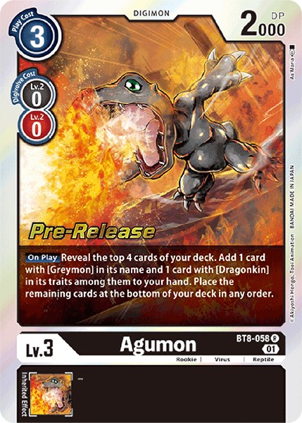 Agumon [BT8-058] [New Awakening Pre-Release Cards] | Black Swamp Games