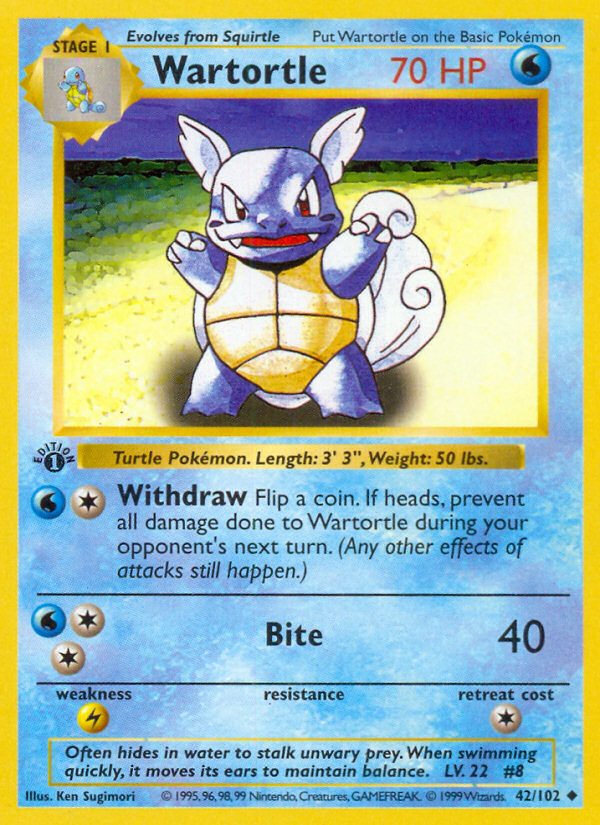 Wartortle (42/102) (Shadowless) [Base Set 1st Edition] | Black Swamp Games