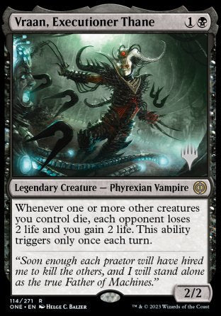 Vraan, Executioner Thane (Promo Pack) [Phyrexia: All Will Be One Promos] | Black Swamp Games