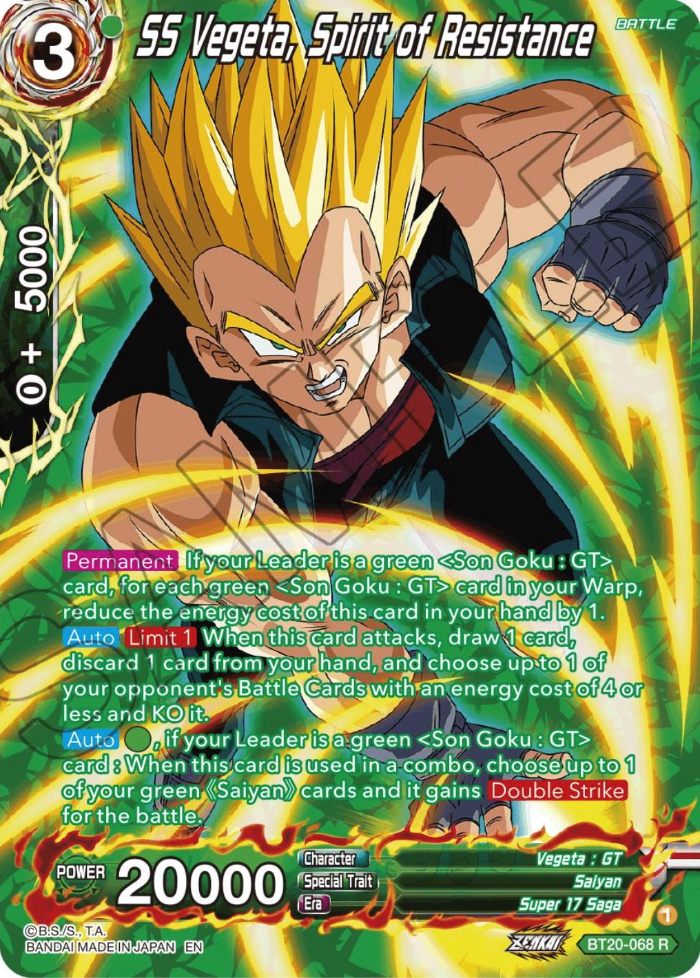 SS Vegeta, Spirit of Resistance (Silver Foil) (BT20-068) [Power Absorbed] | Black Swamp Games