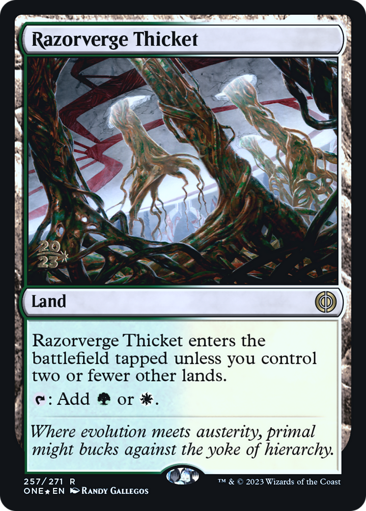 Razorverge Thicket [Phyrexia: All Will Be One Prerelease Promos] | Black Swamp Games