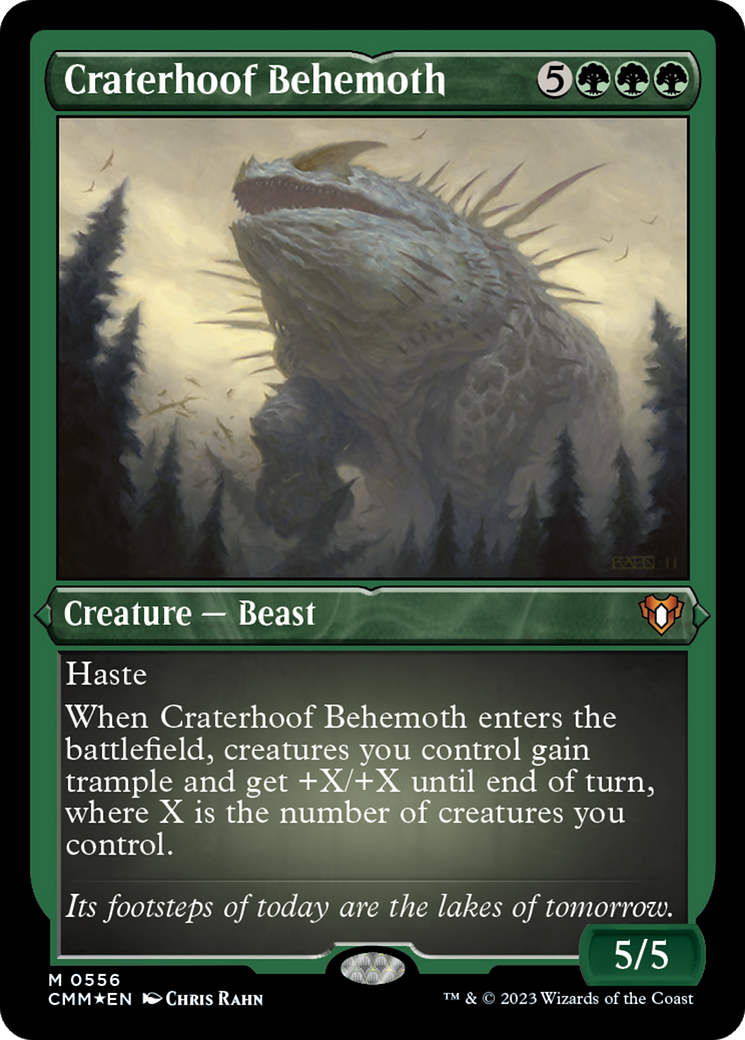 Craterhoof Behemoth (Foil Etched) [Commander Masters] | Black Swamp Games