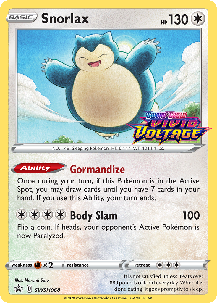 Snorlax (SWSH068) (Prerelease Promo) [Sword & Shield: Black Star Promos] | Black Swamp Games