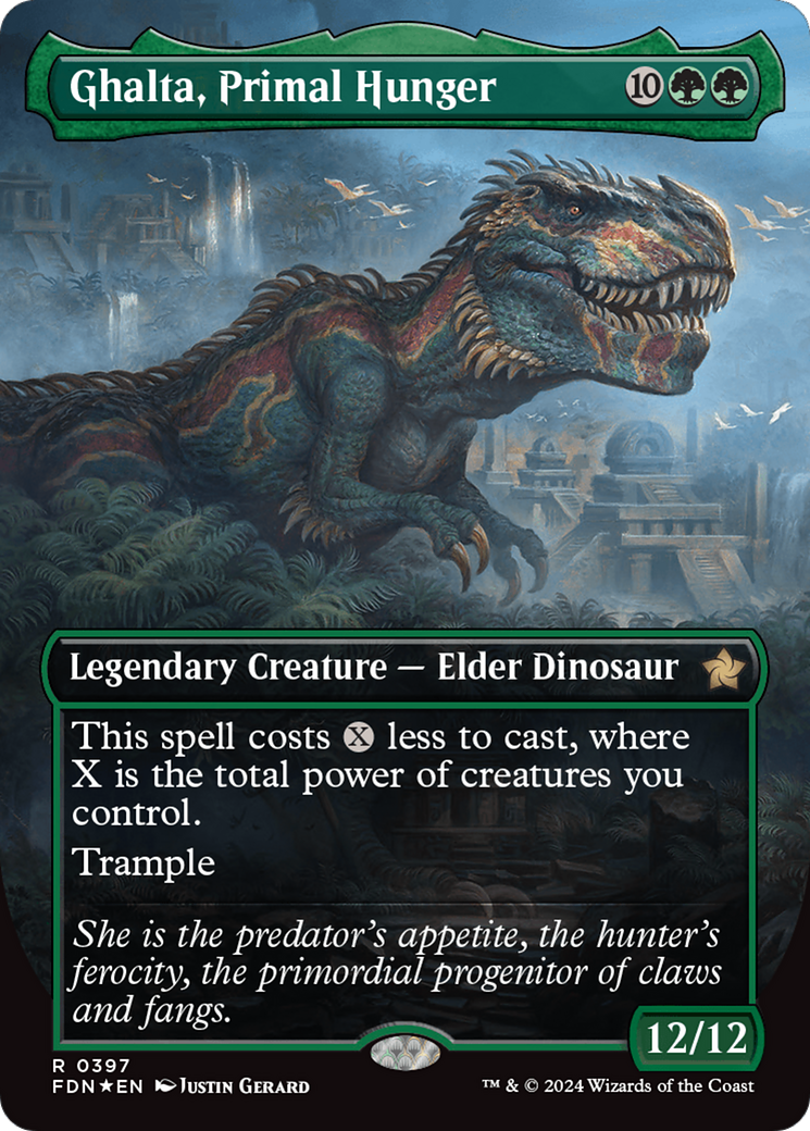 Ghalta, Primal Hunger (Borderless) (Mana Foil) [Foundations] | Black Swamp Games