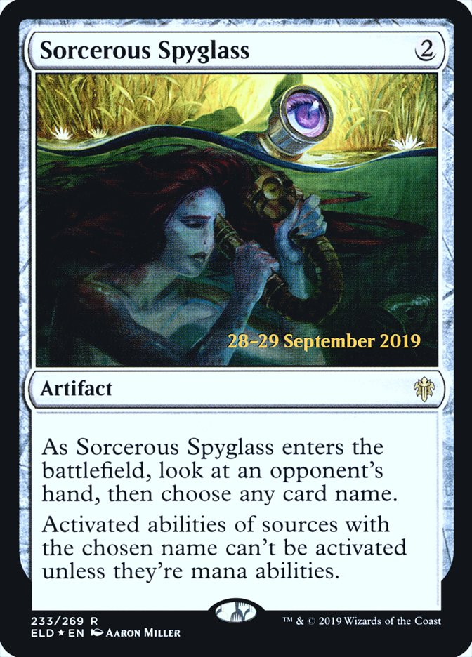 Sorcerous Spyglass [Throne of Eldraine Prerelease Promos] | Black Swamp Games