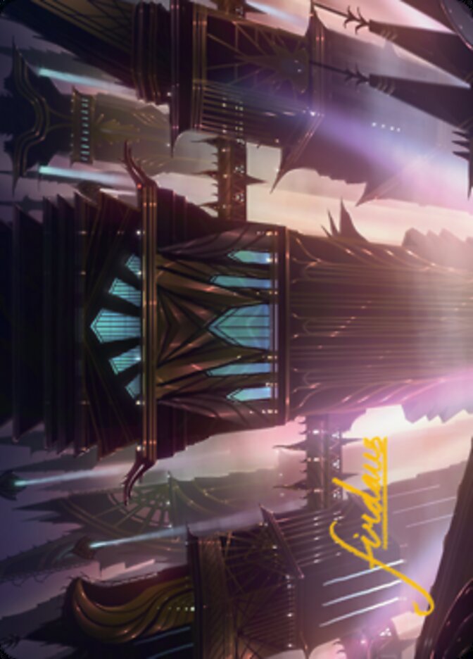 Skybridge Towers Art Card (Gold-Stamped Signature) [Streets of New Capenna Art Series] | Black Swamp Games