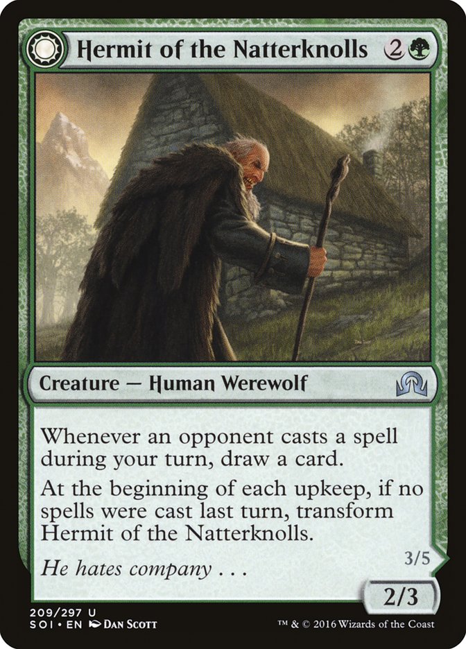 Hermit of the Natterknolls // Lone Wolf of the Natterknolls [Shadows over Innistrad] | Black Swamp Games