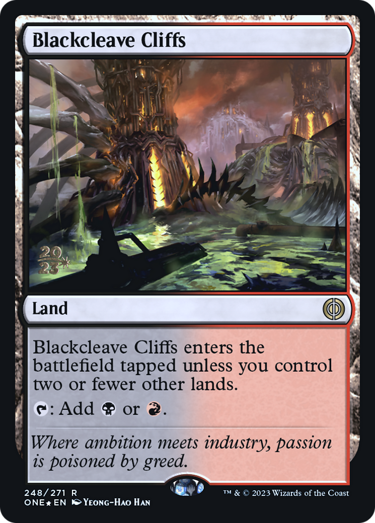 Blackcleave Cliffs [Phyrexia: All Will Be One Prerelease Promos] | Black Swamp Games