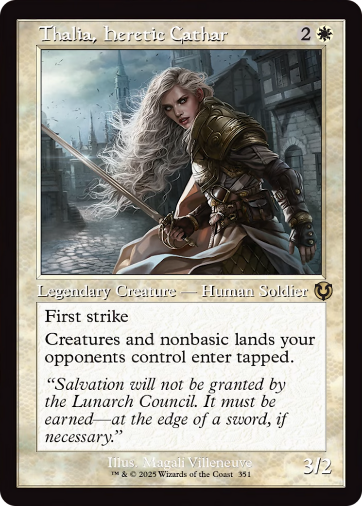 Thalia, Heretic Cathar (Retro Frame) [Innistrad Remastered] | Black Swamp Games