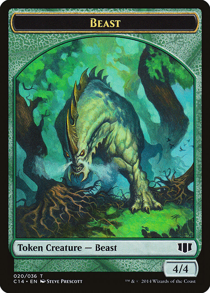 Elf Druid // Beast (020/036) Double-Sided Token [Commander 2014 Tokens] | Black Swamp Games