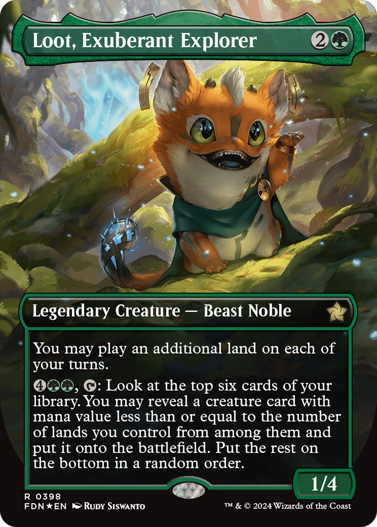 Loot, Exuberant Explorer (Borderless) (Mana Foil) [Foundations] | Black Swamp Games