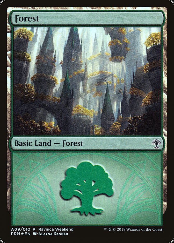 Forest (A09) [Ravnica Allegiance Ravnica Weekend] | Black Swamp Games