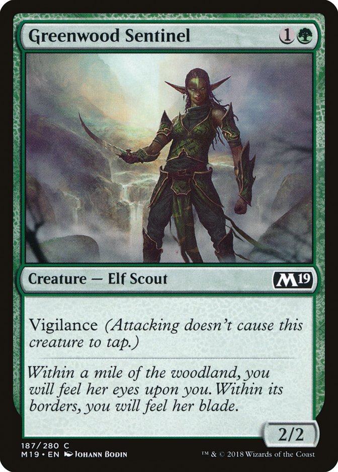 Greenwood Sentinel [Core Set 2019] | Black Swamp Games