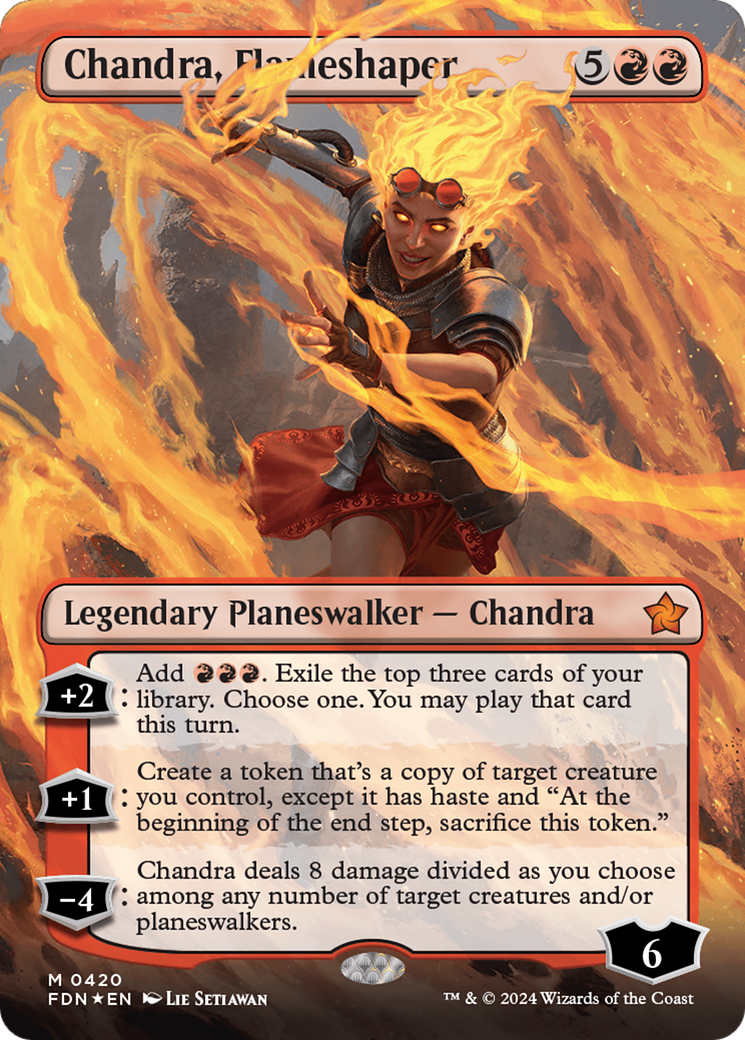 Chandra, Flameshaper (Borderless) (Mana Foil) [Foundations] | Black Swamp Games