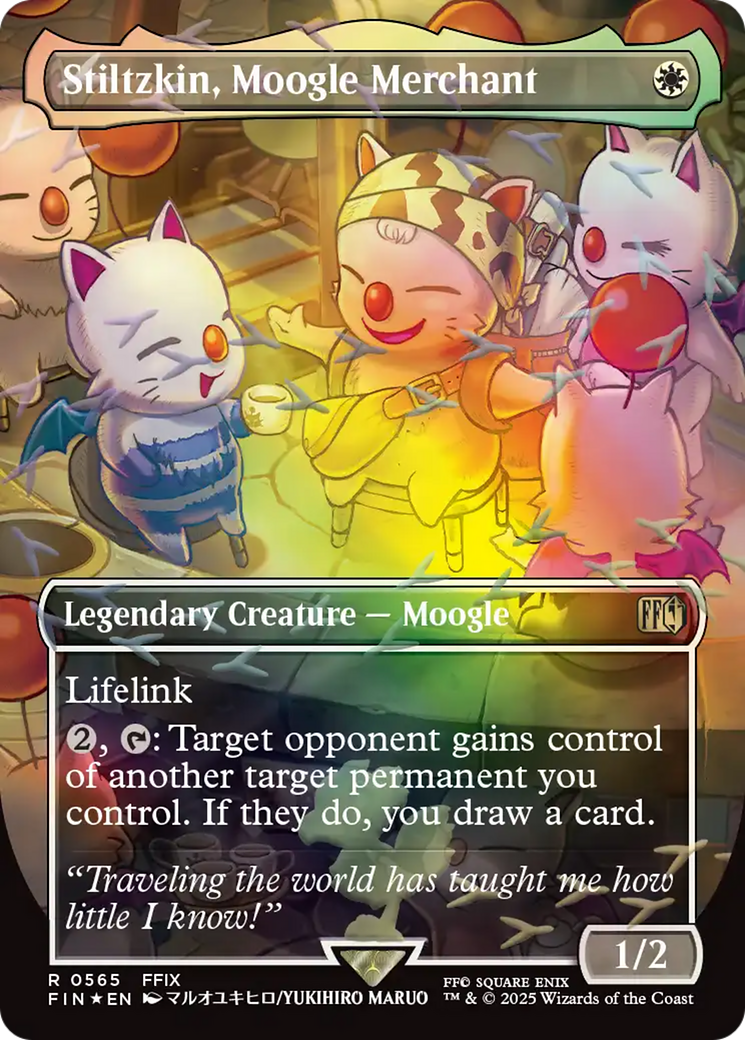 Stiltzkin, Moogle Merchant (Borderless) (Chocobo Track Foil) [FINAL FANTASY] | Black Swamp Games