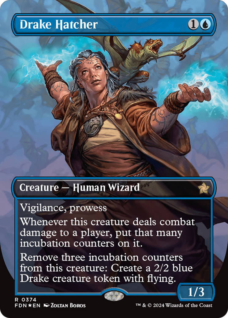 Drake Hatcher (Borderless) (Mana Foil) [Foundations] | Black Swamp Games
