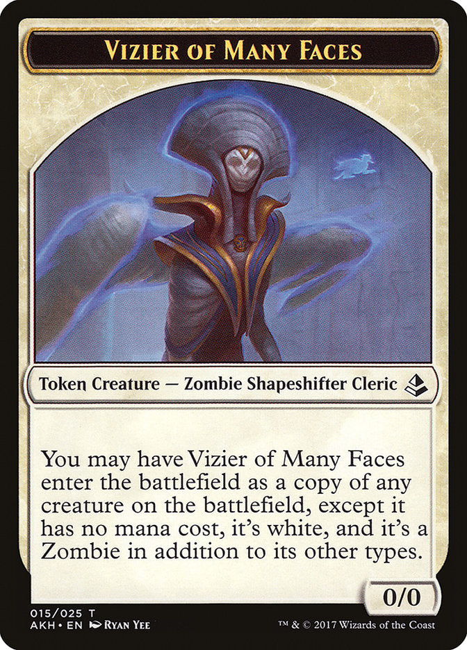 Vizier of Many Faces // Zombie Double-Sided Token [Amonkhet Tokens] | Black Swamp Games