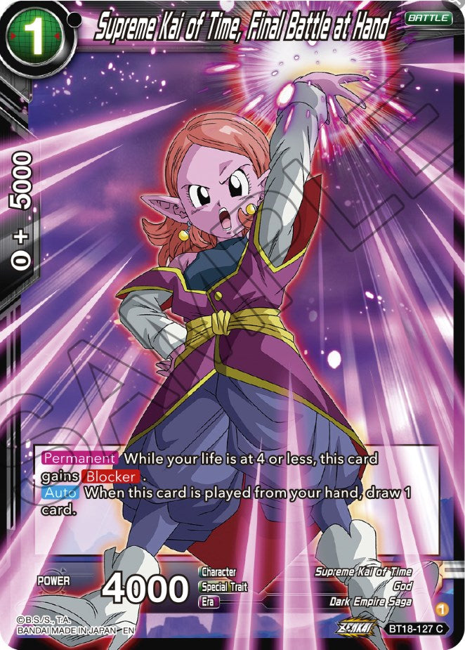 Supreme Kai of Time, Final Battle at Hand (BT18-127) [Dawn of the Z-Legends] | Black Swamp Games