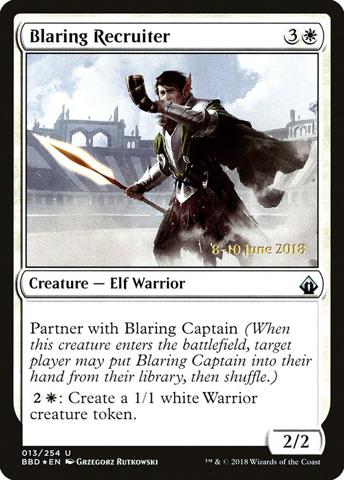 Blaring Recruiter (Prerelease) [Battlebond Prerelease Promos] | Black Swamp Games