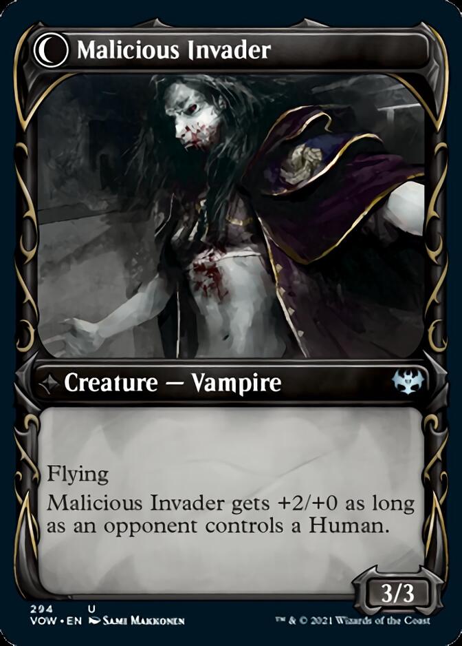 Innocent Traveler // Malicious Invader (Showcase Fang Frame) [Innistrad: Crimson Vow] | Black Swamp Games