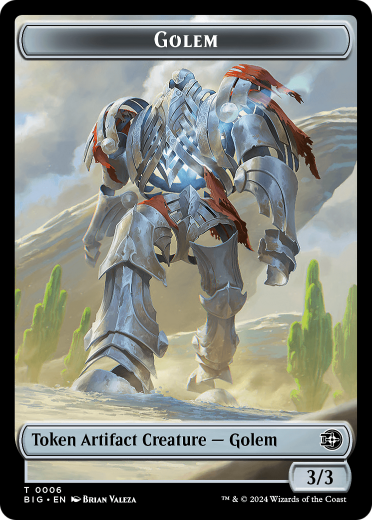 Mercenary // Golem Double-Sided Token [Outlaws of Thunder Junction Tokens] | Black Swamp Games