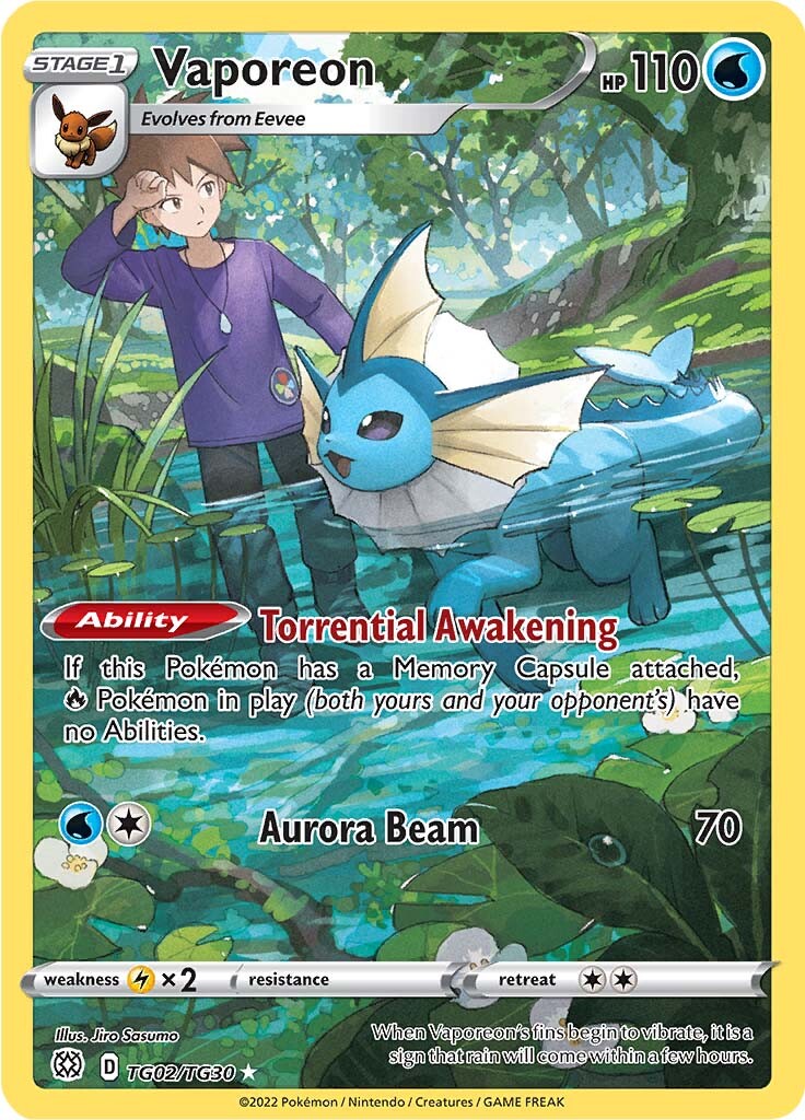 Vaporeon (TG02/TG30) [Sword & Shield: Brilliant Stars] | Black Swamp Games