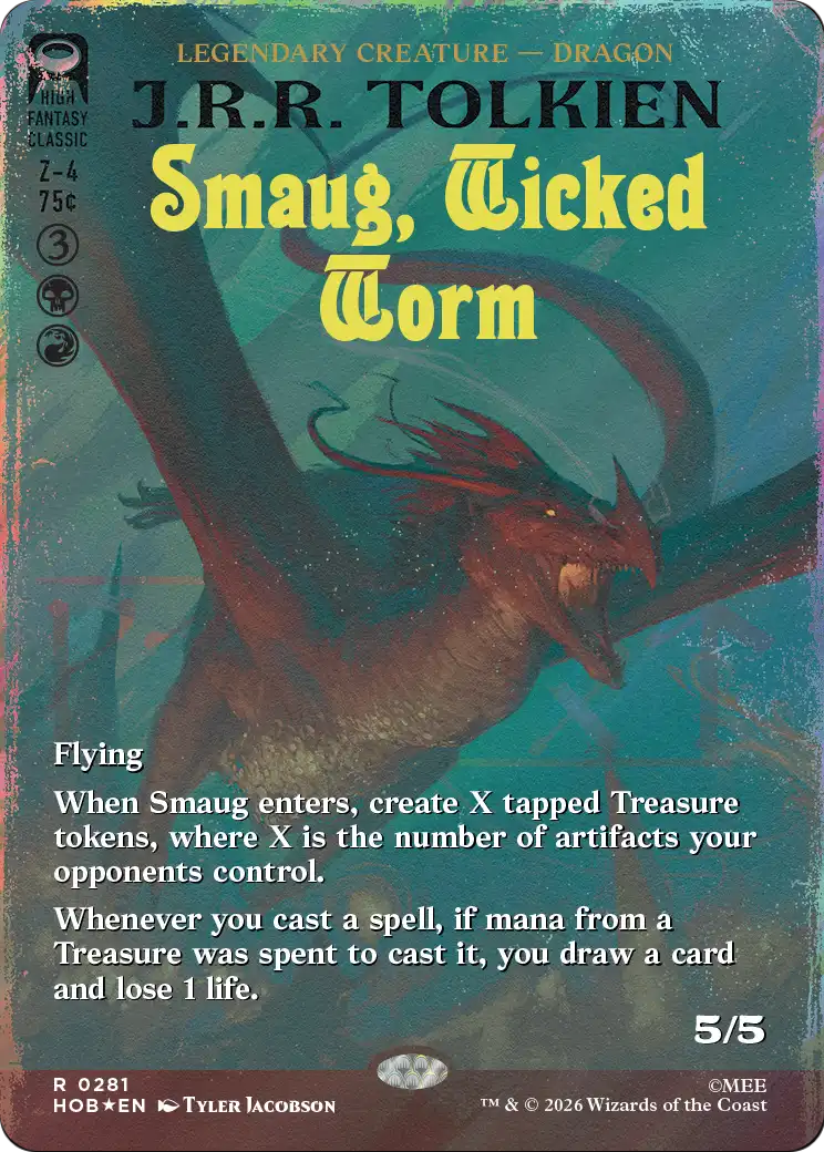 Smaug, Wicked Worm (Borderless) (Surge Foil) [The Hobbit] | Black Swamp Games