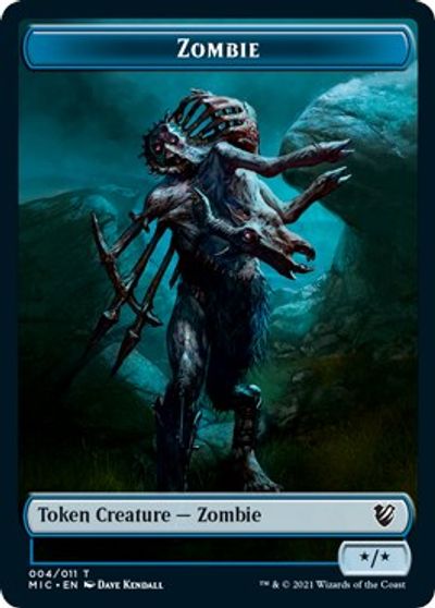 Zombie (005) // Zombie (004) Double-Sided Token [Innistrad: Midnight Hunt Commander Tokens] | Black Swamp Games
