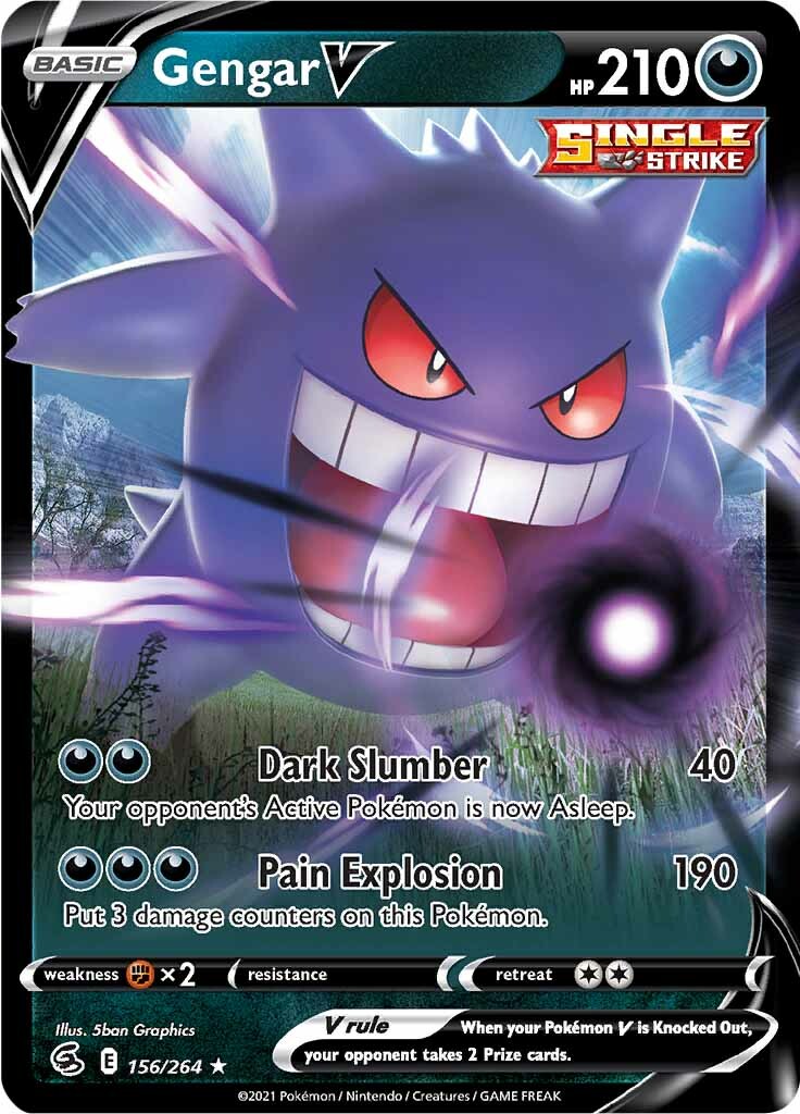 Gengar V (156/264) [Sword & Shield: Fusion Strike] | Black Swamp Games