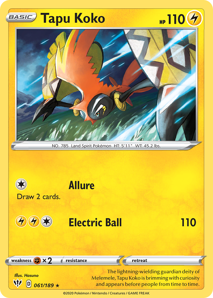 Tapu Koko (061/189) [Sword & Shield: Darkness Ablaze] | Black Swamp Games