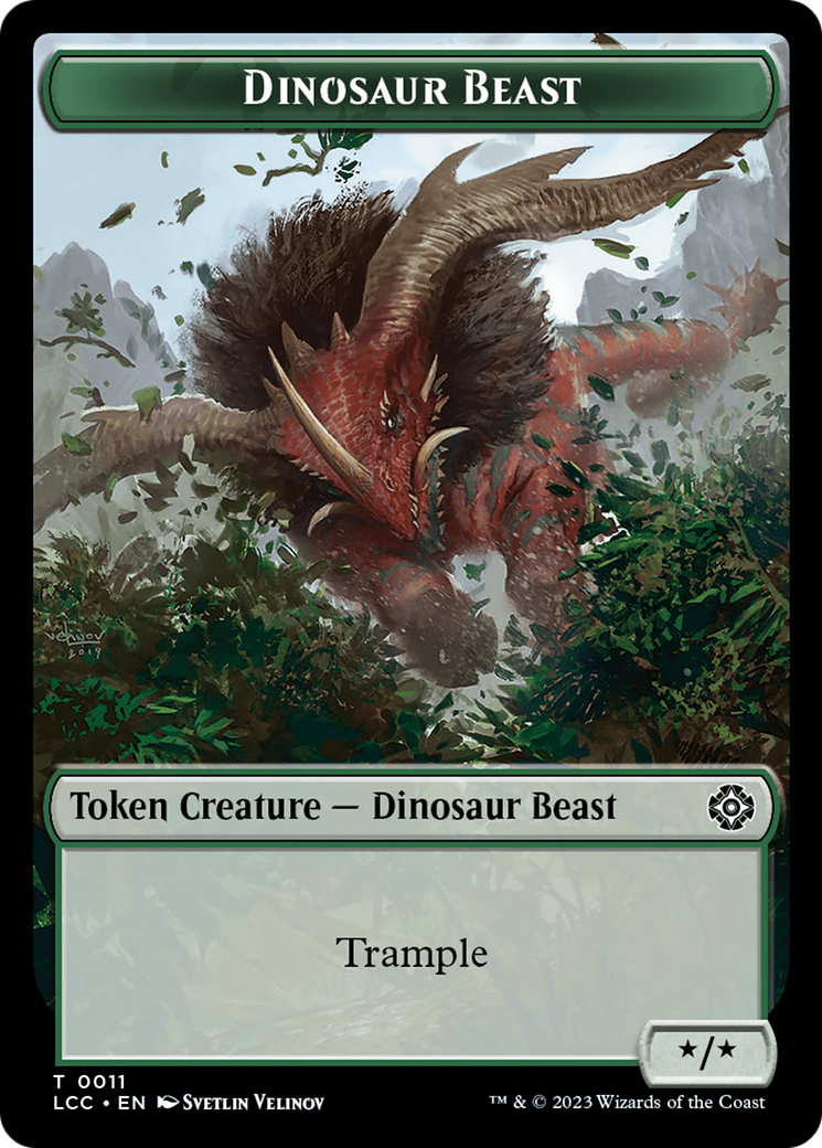 Dinosaur Beast // Dinosaur Double-Sided Token [The Lost Caverns of Ixalan Commander Tokens] | Black Swamp Games