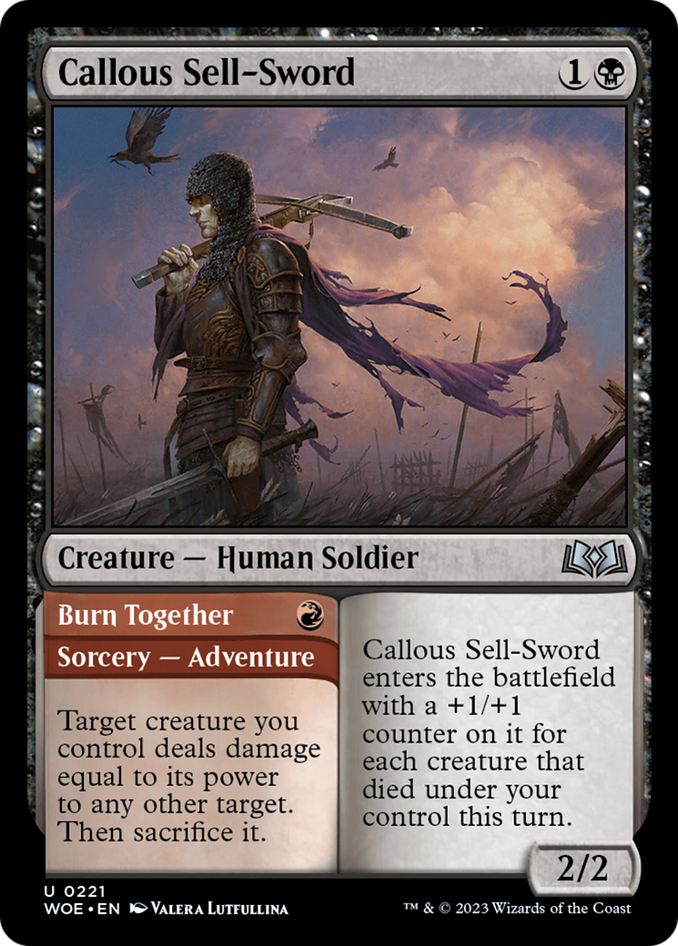 Callous Sell-Sword // Burn Together [Wilds of Eldraine] | Black Swamp Games