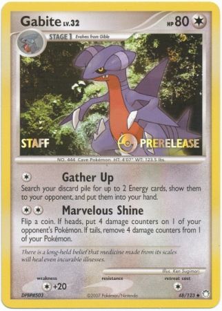 Gabite (48/123) (Staff Prerelease Promo) [Diamond & Pearl: Black Star Promos] | Black Swamp Games