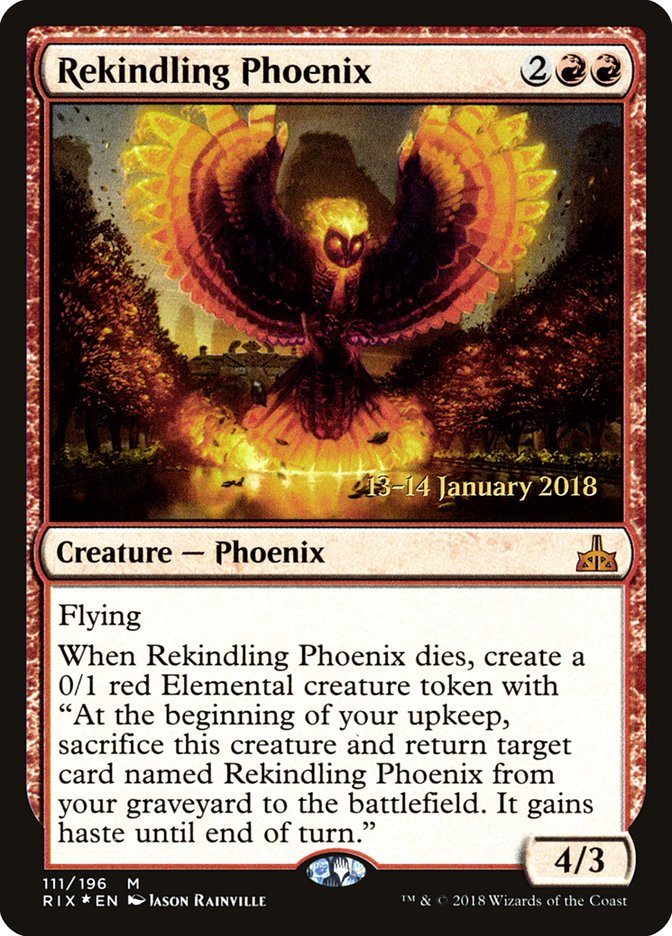 Rekindling Phoenix [Rivals of Ixalan Prerelease Promos] | Black Swamp Games