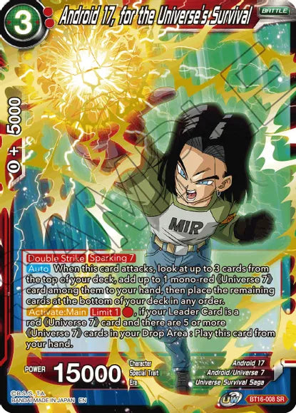 Android 17, for the Universe's Survival (BT16-008) [Realm of the Gods] | Black Swamp Games