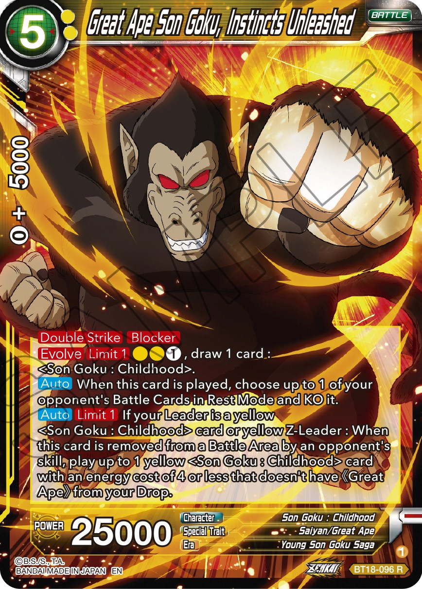 Great Ape Son Goku, Instincts Unleashed (BT18-096) [Dawn of the Z-Legends] | Black Swamp Games