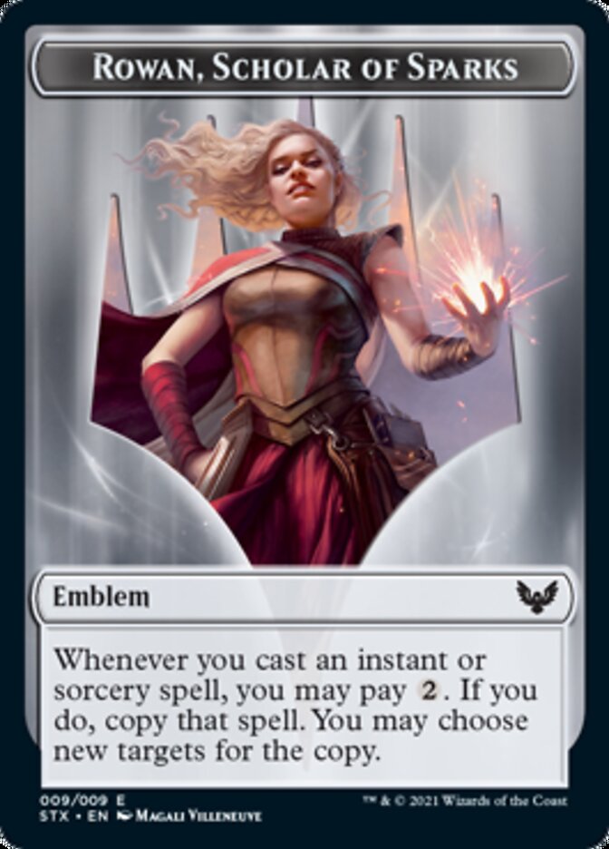 Elemental // Rowan, Scholar of Sparks Emblem Double-Sided Token [Strixhaven: School of Mages Tokens] | Black Swamp Games